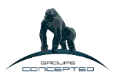 Logo du Groupe Concepteo : gorille posé sur un arc